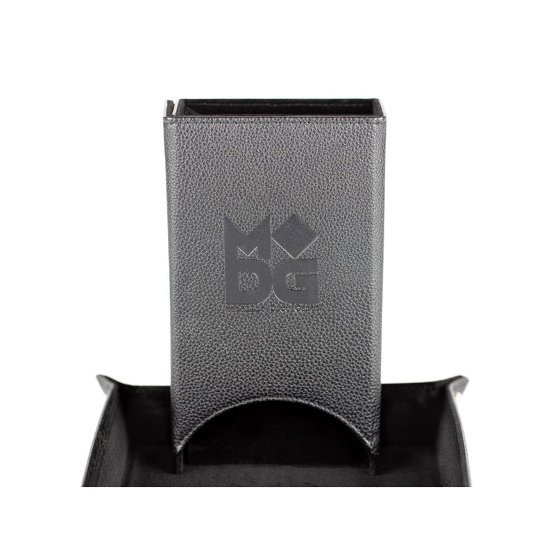 MDG – Fold Up Leather Dice Tower: Black